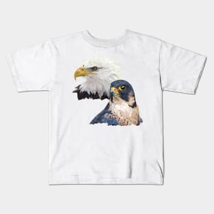 Peregrine Falcon and American Pigargo Kids T-Shirt